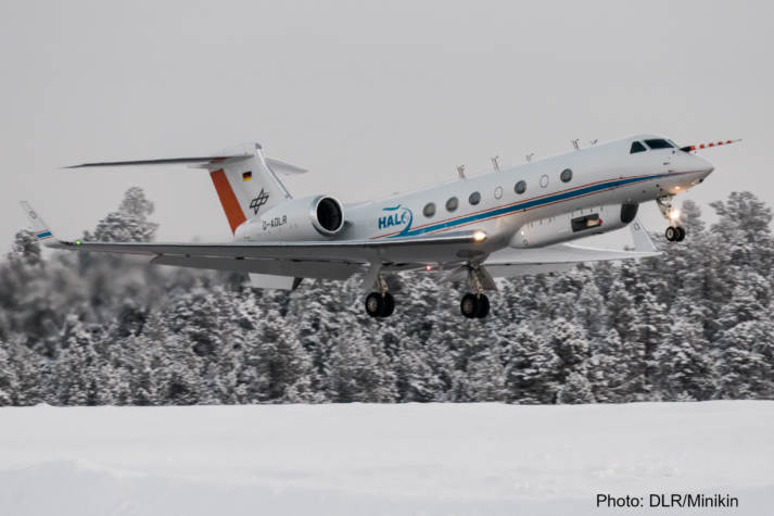 HALO takes off from Kiruna, Sweden. (Photo by DLR/Minikin)